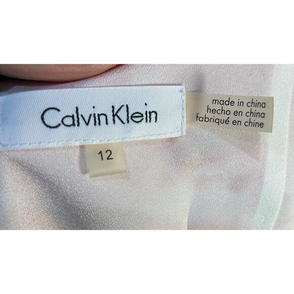 Calvin Klein Dress Sz 12 White & Pink Floral Asymmetric Hem Easter Fairy Cottage - Picture 4 of 10